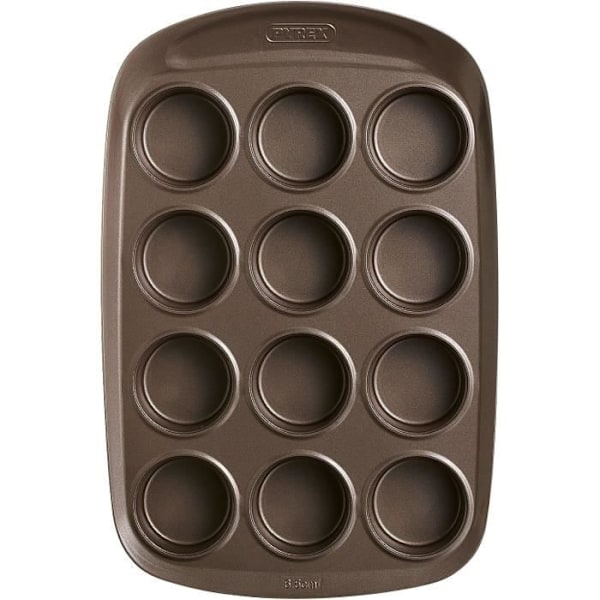 Muffinvuoka - PYREX - 1452002 - Hiiliteräksestä - Tarttumaton - 12 reikää CHOKOLADE