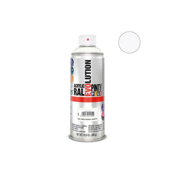 Spraymaling - PINTY - RAL9003 - Blank - 400 mL - Ultrahurtig tørring Vit