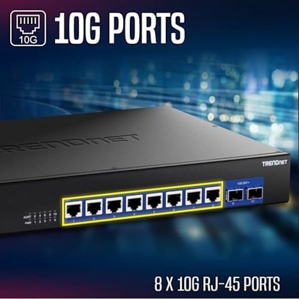 Uadministreret switch - TRENDnet - TEG-S7102 - 10 porte 10 G - 8 porte RJ-45 - 2 porte SFP+