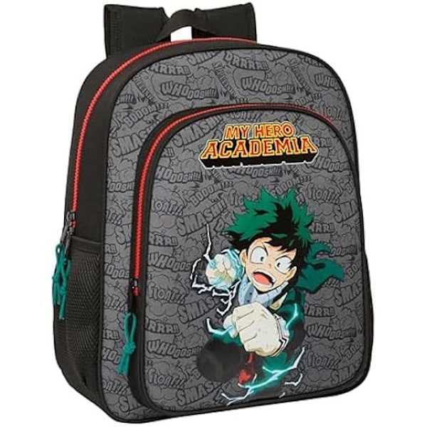 Skolesæk - SAFTA - MY Hero ACADEMIA - Sort - 32x12x38 cm - Tilpasselig til vogn Svart