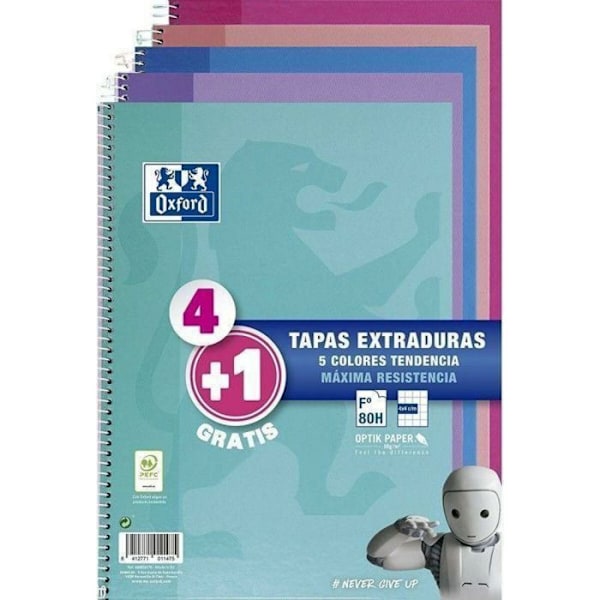 Oxford Notebook - 400122766 - Multicolor Notebook 80 paneler Din A4 (5 enheder)