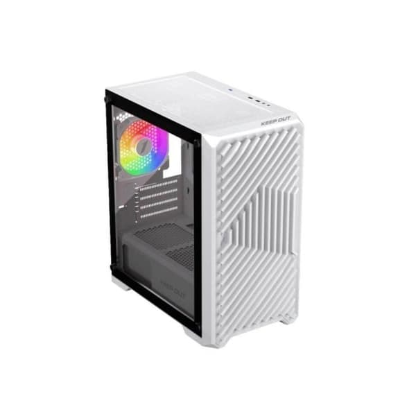 PC-pelikotelo - KEEP OUT - XC-220 - Micro-ATX - ARGB - Temperoitua lasia valkoinen
