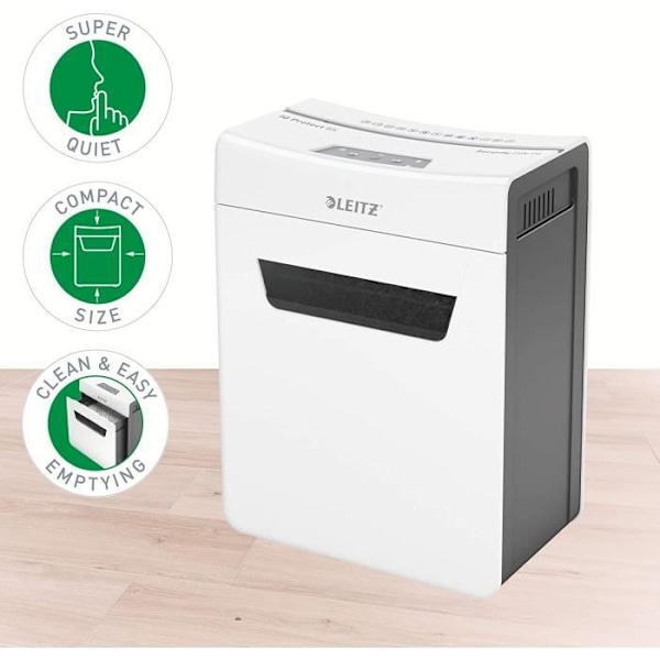 Dokumentmakulator - LEITZ - IQ Protect 8X - P4 Cross Cut - 8 ark - 14 liter - Hvid Vit