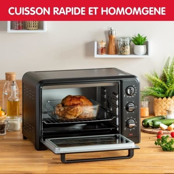MOULINEX Optimo Elektrisk ovn, Placerbar, 33L, varmluft, 6 funktioner, Termostat 240 °C, Timer OX464810 Svart