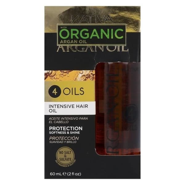 Hårolie - KATIVA - Argan 4 Olier - 60 ml - Nærende - Alle hårtyper Sort