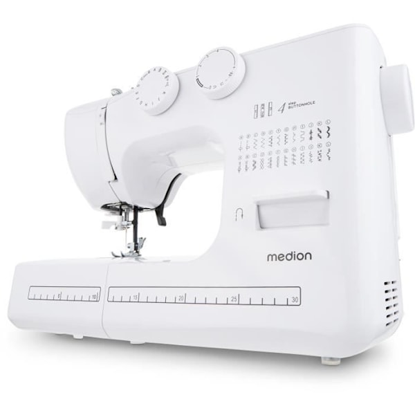 Ompelukone - MEDION - SM 60 - 62W - 24 Pistettä + Kaksoispisteet - 700 rpm - LED - Valkoinen Vit