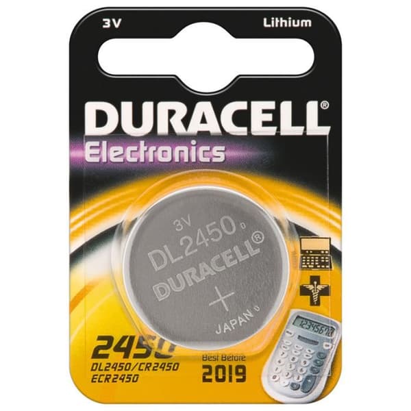10 knapcelle batteri CR2450 DURACELL Lithium 3V CR 2450