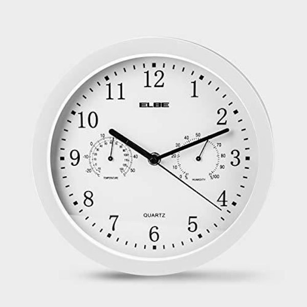 Seinäkello - Elbe - rp-2005-b - Valkoinen - 25 cm - Lämpömittari ja Hygrometri hvid