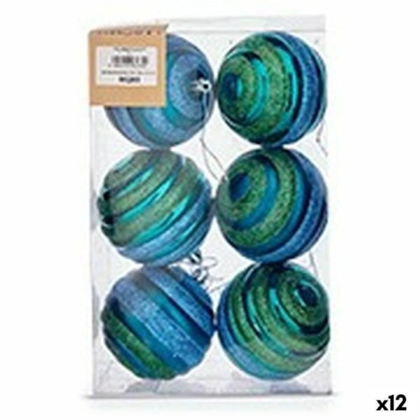 Joulupallosetti ø 8 cm sinivihreä PVC (12 kpl)
