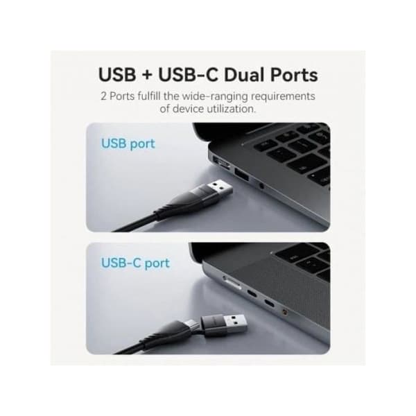 Adapter Vention ACYHB USB-C Han + USB-A Han til HDMI Hun 1080P Grå 0.15m