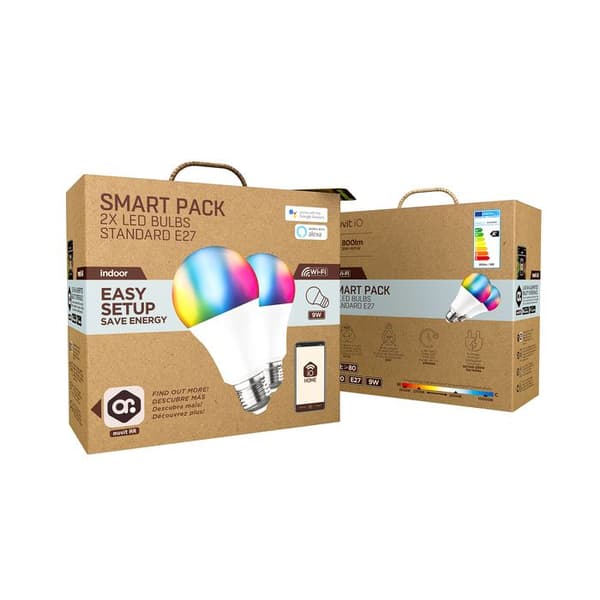 Smart LED-pærer – A60 – E27 – RGB+CCT – Pakke med 2