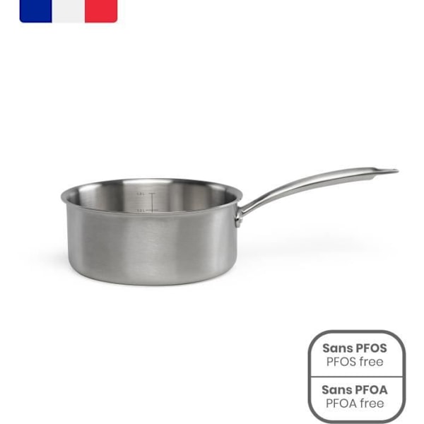 Brigade - Casserole i rustfrit stål 18 cm - LIVOO - MEP160 - Triply rustfrit stål - Til alle kogeplader inklusive induction - Fremstillet i Frankrig Rostfritt stål