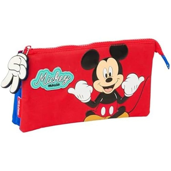 Trousse Triple - SAFTA - Mickey Mouse - Bekväm - Mångsidig - Hög Kvalitet