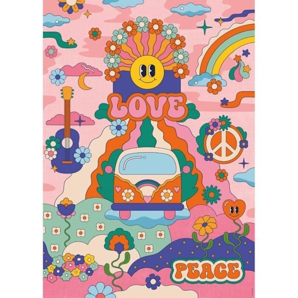 Puzzle med 1000 brikker i Hippie stil / Cha cha Pop, fra 14 år, kvalitets-puzzle, Kunstnerkollektion, 12001443, Nathan