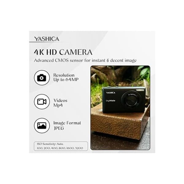YASHICA DIGIMATE 100 MUSTA digitaalinen kamera Sort