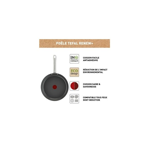 Pannu - Tefal - Renew+ - Ekosuunniteltu - 20 cm - Keraaminen - Harmaa Hippo Iron Grå Flodhäst Järn