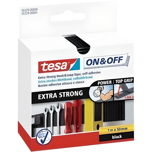 TESA Ekstra stærk tape - 1 x 50 mm - Sort