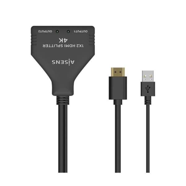 HDMI Splitter 1x2 4K 30 Hz - Aisens - USB Strøm