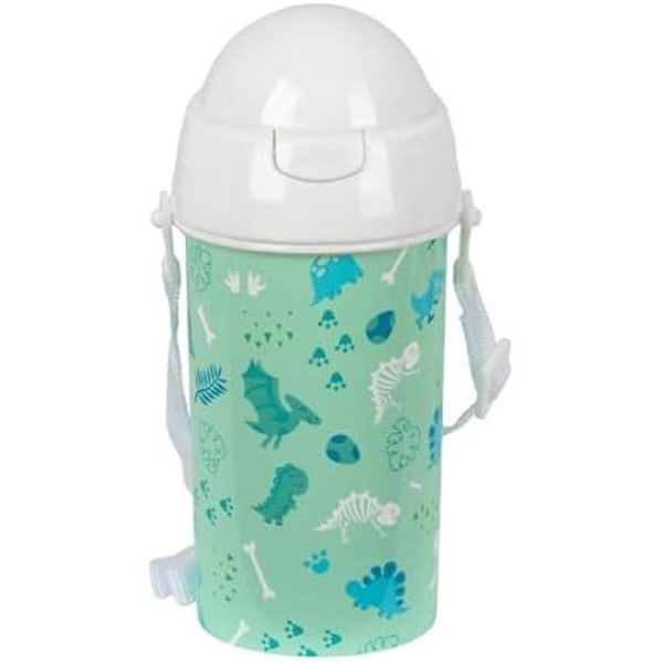 Vattenflaska - SAFTA - FÖRSKOLA DINO - 500 ml - Automatisk öppning - Utan BPA Grön