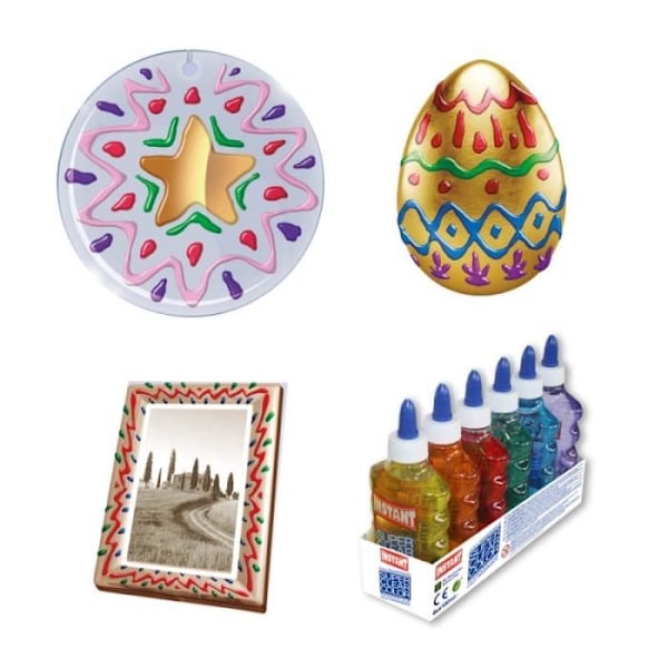 Set med 6 transparenta lim 180ml - Omedelbar - Sortiment av 6 färger - Creative Leisure - 14691 TU-sortiment