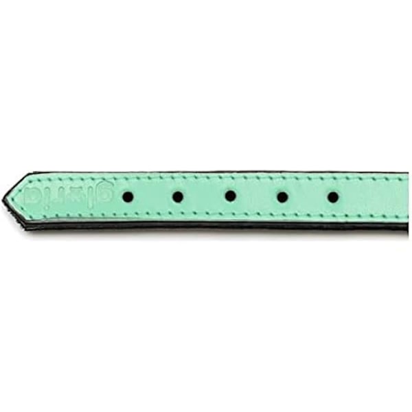 Vadderat läderhalsband - GLORIA - Modell med päls - Justerbar - Solid - För medelstora hundar Grön
