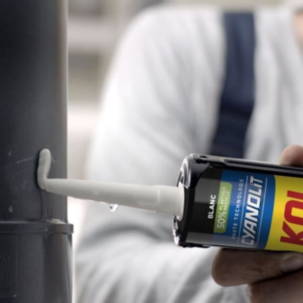 Fastgørelses- og tætningsemne - CYANOLIT - Hvid - Karton 290 ml - Alsidig - Modstandsdygtig og fleksibel Gennemsigtig