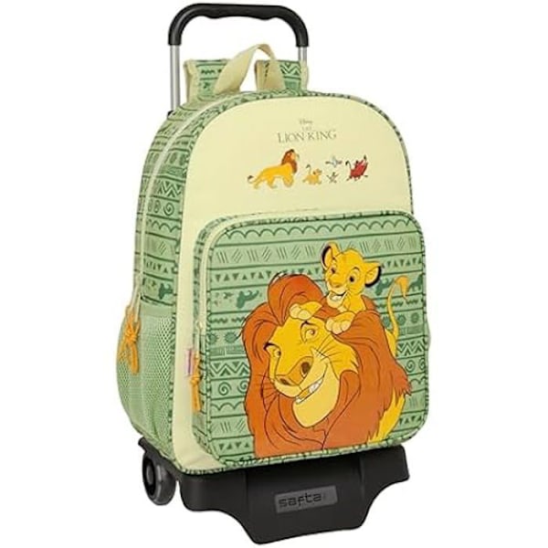 Koulureppu - SAFTA - MUFASA - Sisältää kärryn - Mukava - Kestävä - 33x14x42 cm Grön, beige