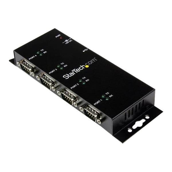 STARTECH.COM 4 port USB til seriel DB9 RS232 Adapter Hub - Industriel DIN-skinnemontering og vægmontering - Seriel Adapter - USB 2.0