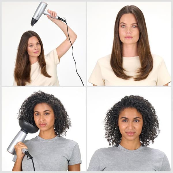 Hårføner - BABYLISS - D580DE - Cosmos - 2100 W - Diffuser - Let og kompakt Sølvgrå og sort