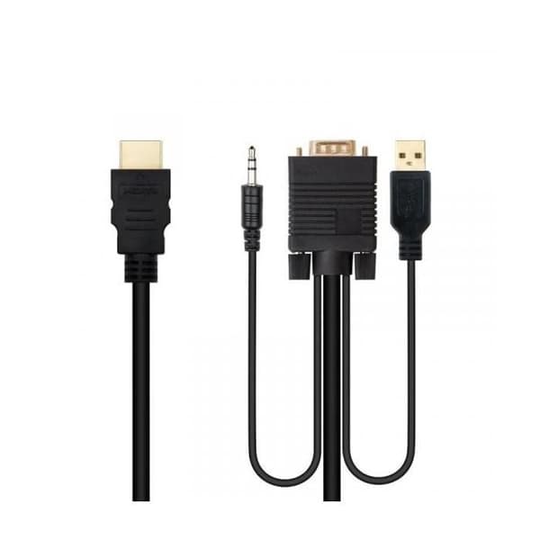 Nanocable HDMI-vastaanotin VGA-Jack-UBS, 1,8 m