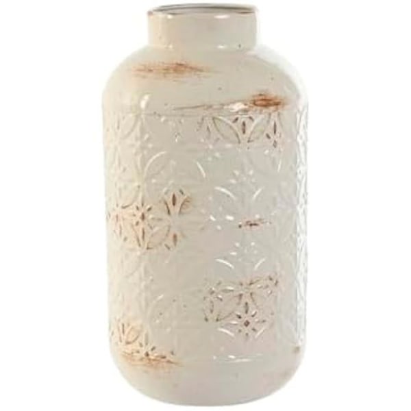 Vase - HOME ESPRIT - Hvidmetal - 15 x 15 x 28 cm - Moderne - Design Flerfärgad