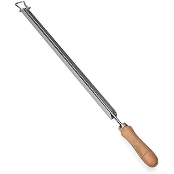 EDM 85124 Tidningshållare i aluminium med trähandtag, grå/brun, 42 cm Grå/Brun