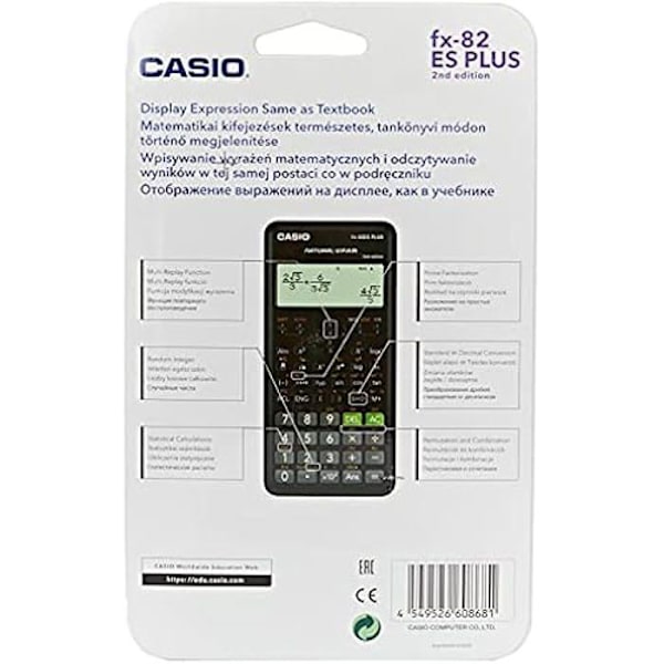 Videnskabsberegner Casio FX-82ES Plus-2 - 252 Funktioner - Sort