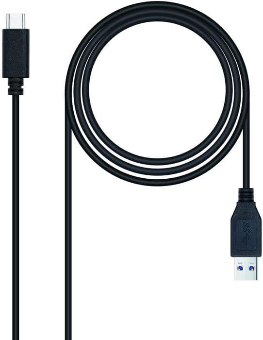 USB A til USB C kabel - NANOCABLE - 10.01.4000 - 0,5 m - Sort - USB A og C stik