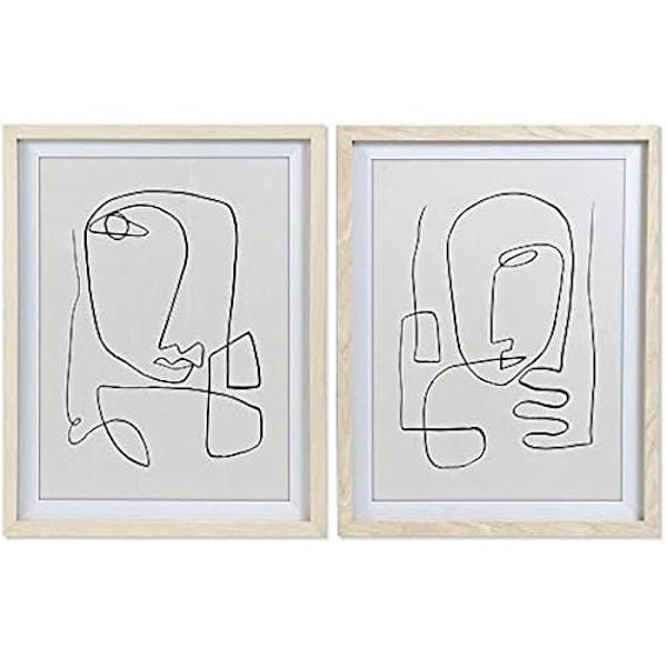 Abstrakt maleri - DKD HOME DECOR - Sæt med 2 dele - 70 cm - Flerfarvet - Moderne design Vit