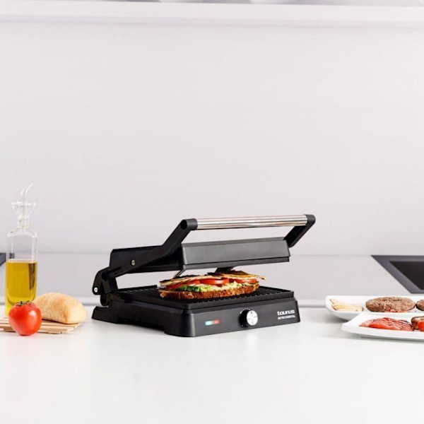 Panini-maker - Taurus - Essential - 2600 W - Non-stick plader - Åbning 180° svart