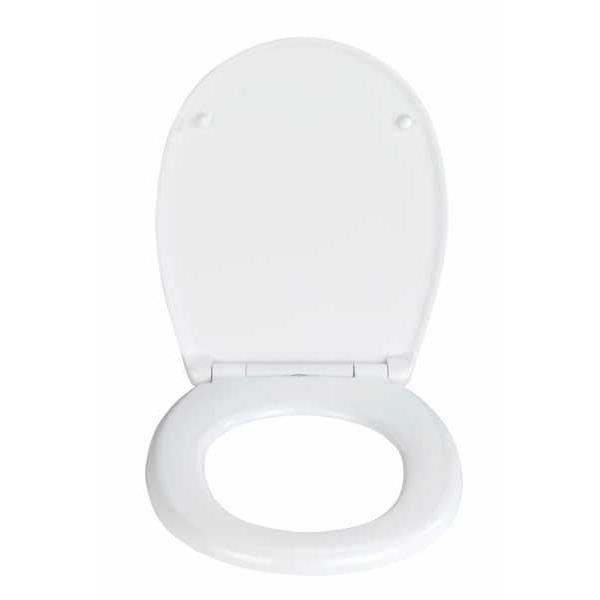 WENKO Vorno Neo "easy close" toalettsits med fallskydd, clip-on toalettsits med "fix clip" rostfritt stålfäste, Duroplastic