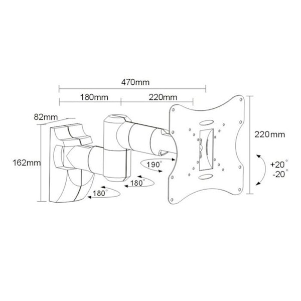 Maclean MC-503A S - Tukeva säädettävä seinäpidike LCD LED PLASMA TV:lle - VESA 75 100 200