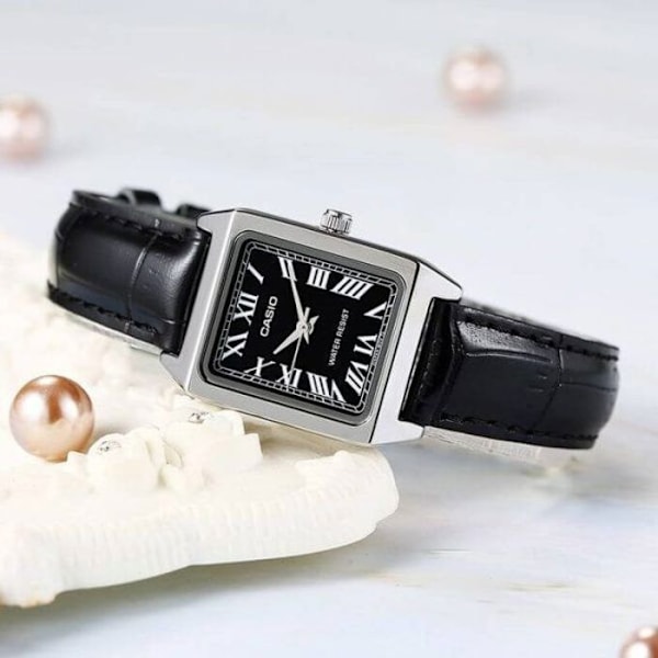 Casio Index romertal – LTP-V007L-1BUDF – Sort læderrem Svart