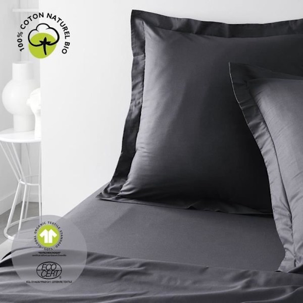 Tyynynpäällinen - TÄNÄÄN - 63 x 63 cm - Luomupuuvilla - Oeko-Tex - 5 cm reuna Träkol