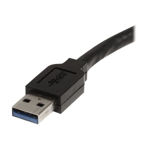 10 m aktivt USB 3.0 forlængerkabel - STARTECH - Strømadapter medfølger - Sort