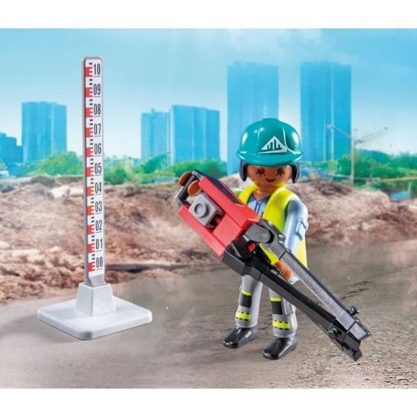 PLAYMOBIL 71751 Arbejdere med rullekompressor og skiltning, Action Heroes, Byggeri, 43 dele, Fra 4 år Flerfärgad