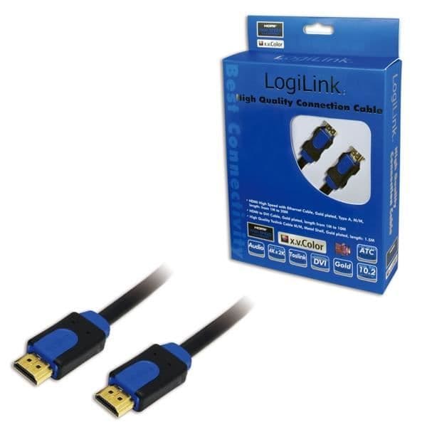 HDMI-kabel - LOGILINK - CHB1105 - 5 m - Sort og Blå - Forkrommet guld Svart blå