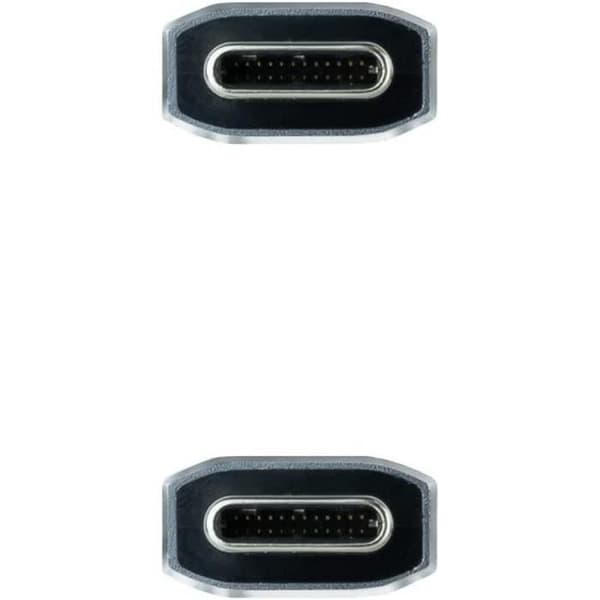 USB 3.1-kabel - NANOCABLE - USB-C til USB-C - 10Gbps - 5A - 1m Grå-Sort Grå-Sort
