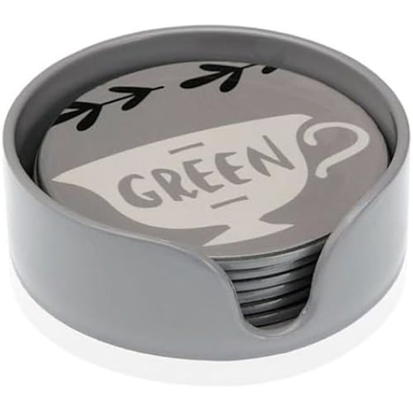 Coasters - VERSA - Sæt med 6 - Absorberende - Passer til alle kopper - Pletbeskyttelse Set med 6 Tea Time Coasters