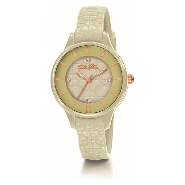 Kvinnotime - Folli Follie - WF15P027ZSG - Kvarts - Ø 28 mm - Grå silikon Grå, Silver