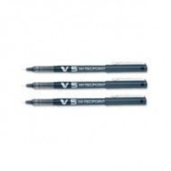 Stylo roller PILOT Hi-Tecpoint BX-V5 fin spids 0,5 mm sort blæk - sæt med 12