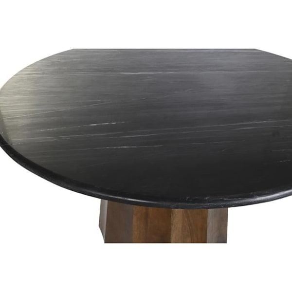 Spisebord - Sort og brun marmor - Mangotræ - 120 x 120 x 76 cm