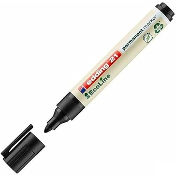 Permanent markör - EDDING - 21 Ecoline svart - Paket om 10 - Fin spets - Outplånlig Svart