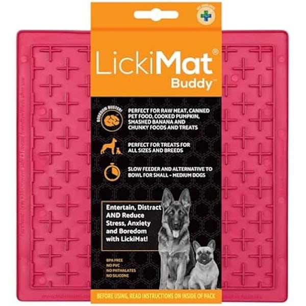 Slickmatta - LICKIMAT - Buddy - Anti-ångest - Tandvård - För hundar och katter Rosa